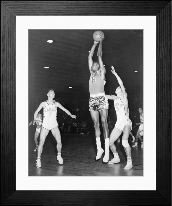Framed Print : Japenese Playing Basketball Against U.S.A Framed Print : Japenese Playing Basketball Against U.S.A