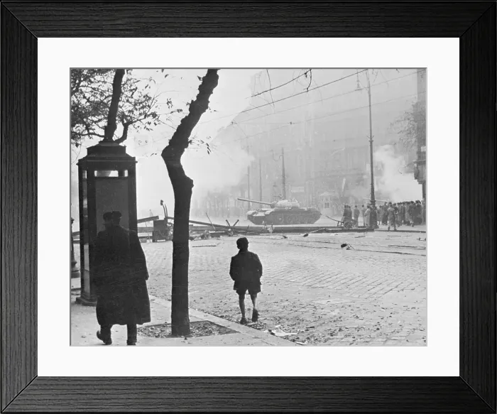 Framed Print : Boy and Pedestrian Near Military Tanks Framed Print : Boy and Pedestrian Near Military Tanks
