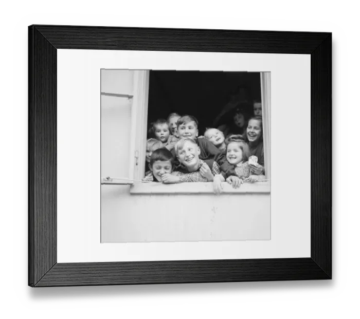 Framed Print : Young Refugees Peering from a Vienna Window
