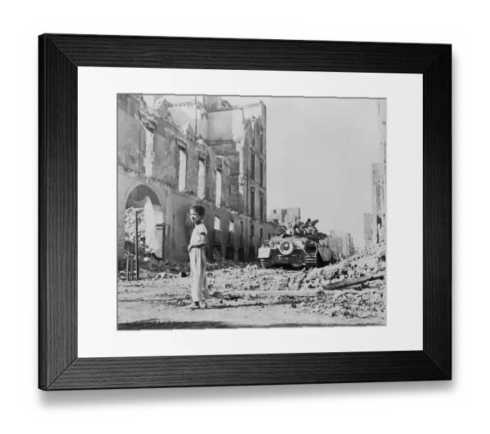 Framed Print : Child Among Bombed Ruins