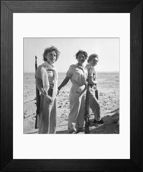 Framed Print : Three Women Soldiers Pose with Weapons Framed Print : Three Women Soldiers Pose with Weapons