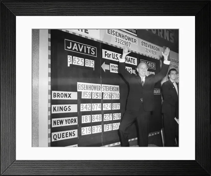 Framed Print : Jacob Javits Gleefully Waving His Arms Framed Print : Jacob Javits Gleefully Waving His Arms