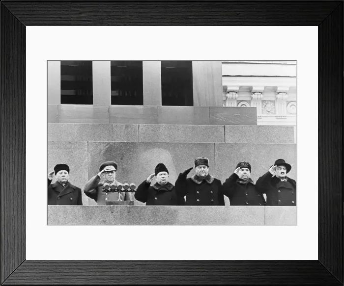 Framed Print : Russian Leaders Standing in Row Saluting Framed Print : Russian Leaders Standing in Row Saluting