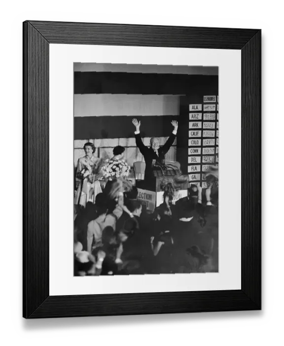 Framed Print : Victorious Eisenhower Acknowledging Applause Framed Print : Victorious Eisenhower Acknowledging Applause