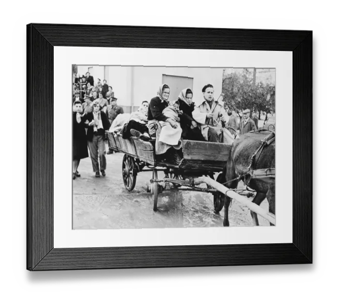 Framed Print : Hungarian Refugees In Cart / Horse Framed Print : Hungarian Refugees In Cart / Horse