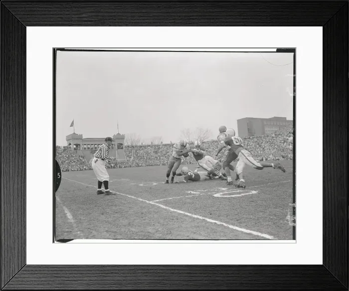 Framed Print : Jim Brown Being Tackled by Opponents Framed Print : Jim Brown Being Tackled by Opponents