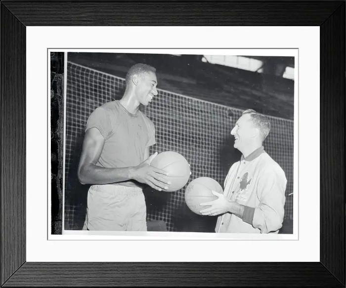 Framed Print : Wilt Chamberlain and Dick Harp Conversing Framed Print : Wilt Chamberlain and Dick Harp Conversing