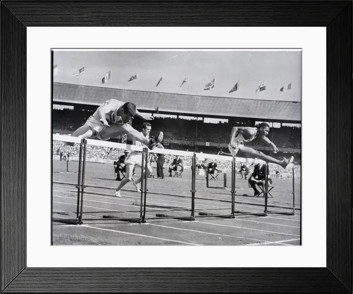 Framed Print : Jumping Hurdles At The Melbourne Olympic Framed Print : Jumping Hurdles At The Melbourne Olympic