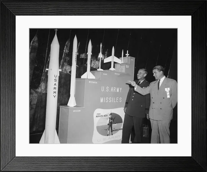 Framed Print : Wenher Von Braun Views Missile Display