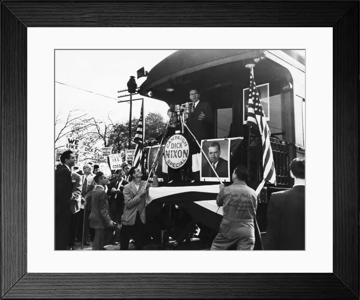 Framed Print : Nixon Campaigning on Train Framed Print : Nixon Campaigning on Train