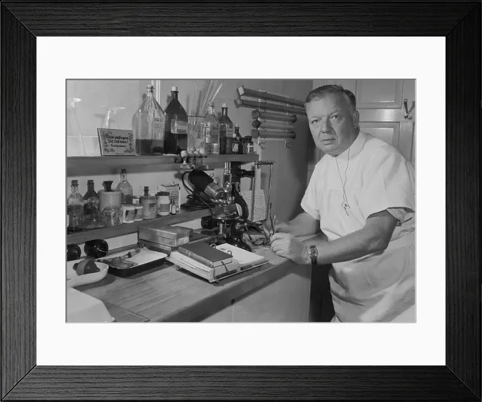 Framed Print : Doctor Werner Forssmann Working in Laboratory Framed Print : Doctor Werner Forssmann Working in Laboratory