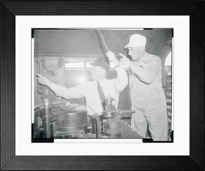 Framed Print : Adlai Stevenson at the Controls of a Switch Engine Framed Print : Adlai Stevenson at the Controls of a Switch Engine