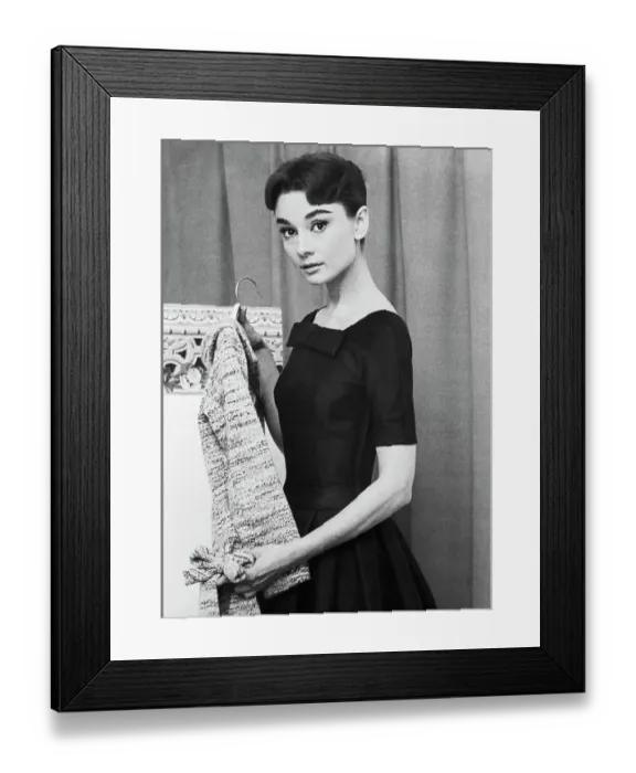 Framed Print : Audrey Hepburn Holding Coat by Givenchy Framed Print : Audrey Hepburn Holding Coat by Givenchy