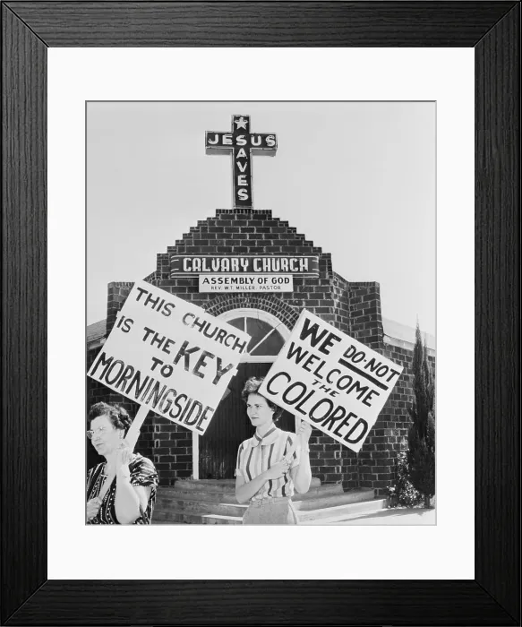 Framed Print : People Picketing a Church Framed Print : People Picketing a Church