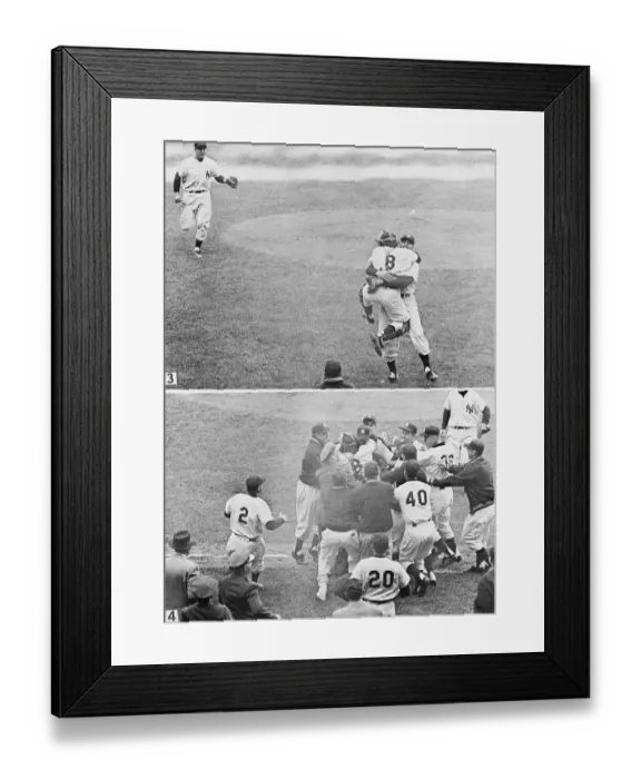 Framed Print : Yogi Berra Hugging Don Larsen After Perfect Game Framed Print : Yogi Berra Hugging Don Larsen After Perfect Game