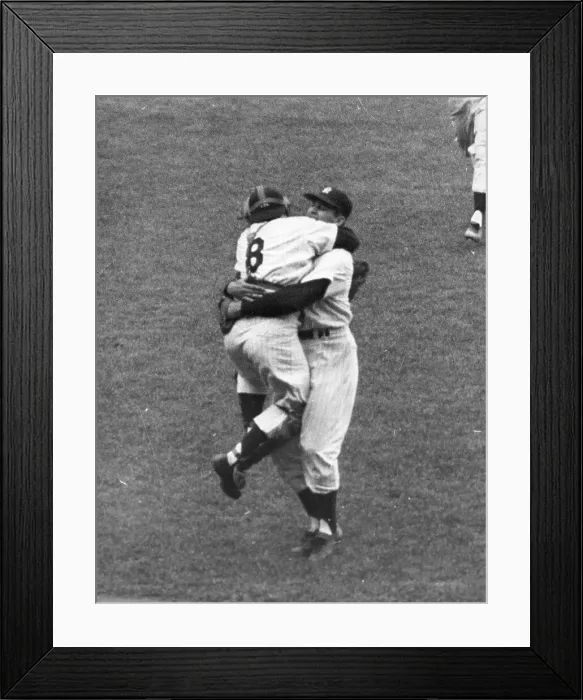 Framed Print : Yogi Berra Congratulates Don Larsen on His Perfect Game Framed Print : Yogi Berra Congratulates Don Larsen on His Perfect Game