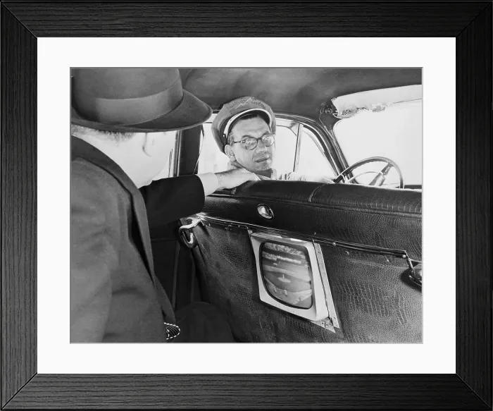 Framed Print : Taxi With Tv Installed; World Series On Framed Print : Taxi With Tv Installed; World Series On