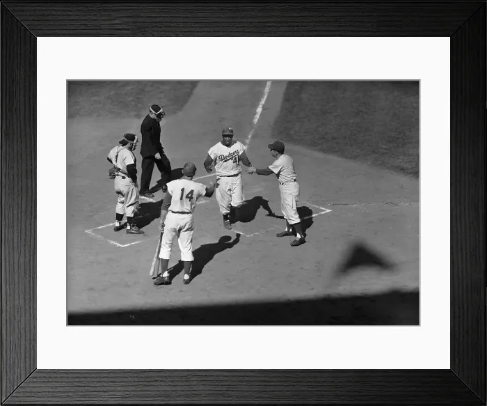 Framed Print : Gil Hodges Congratulating Jackie Robinson