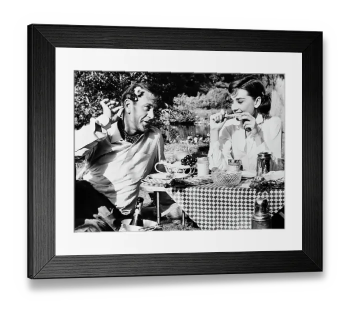 Framed Print : Gary Cooper, Audrey Hepburn;Picnic;Movie Framed Print : Gary Cooper, Audrey Hepburn;Picnic;Movie