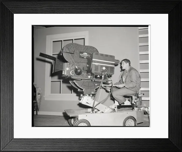 Framed Print : Jerry Lewis Behind Huge Movie Camera Framed Print : Jerry Lewis Behind Huge Movie Camera