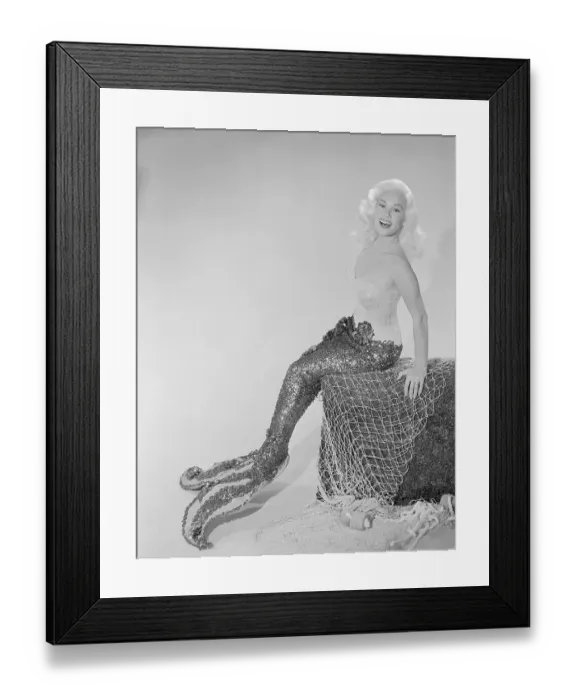 Framed Print : Mamie Van Doren Sitting on Rock in Mermaid Suit Framed Print : Mamie Van Doren Sitting on Rock in Mermaid Suit