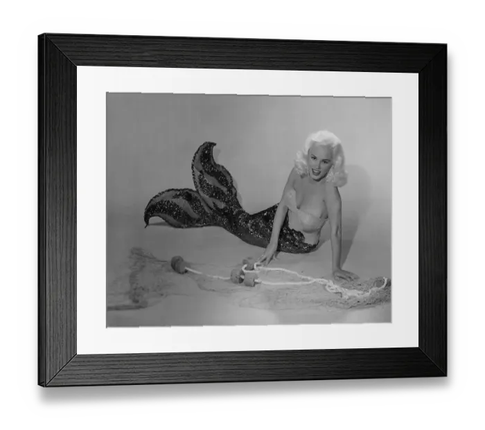 Framed Print : Mamie Van Doren Lying on Ground in Mermaid Suit Framed Print : Mamie Van Doren Lying on Ground in Mermaid Suit