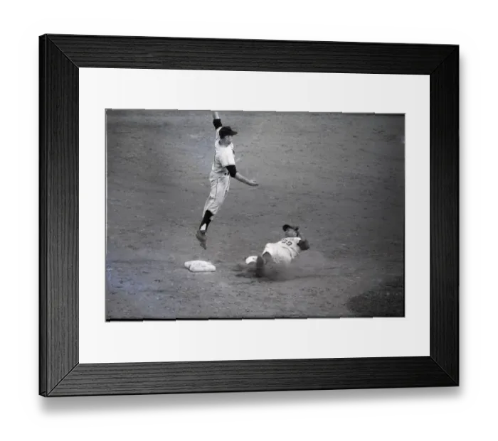 Framed Print : Baseman Making A Catch / Runner Sliding Framed Print : Baseman Making A Catch / Runner Sliding