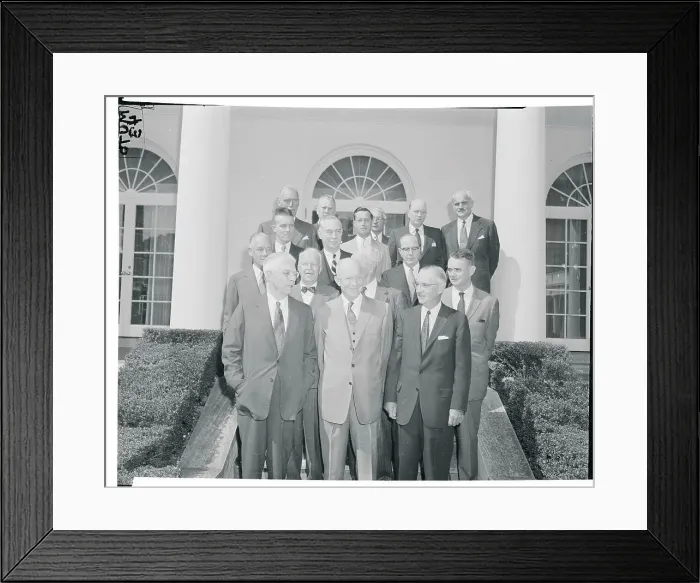 Framed Print : Dwight D. Eisenhower Posing With Civilian Service Members Framed Print : Dwight D. Eisenhower Posing With Civilian Service Members
