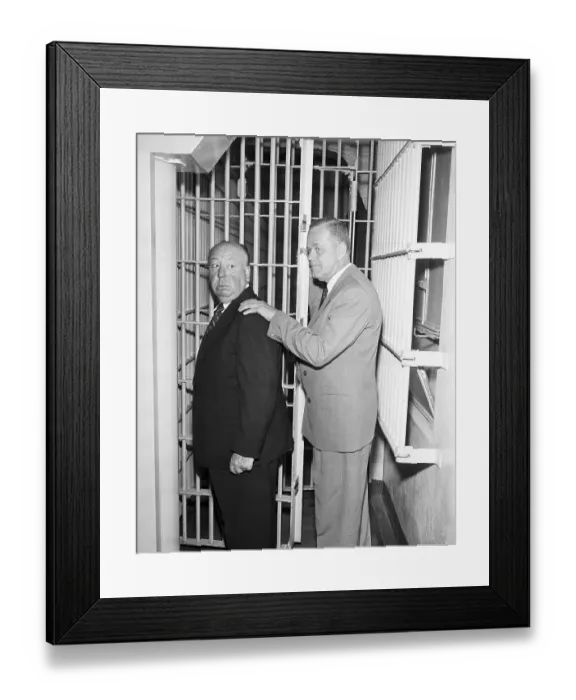 Framed Print : Alfred Hitchcock In Gag Arrest