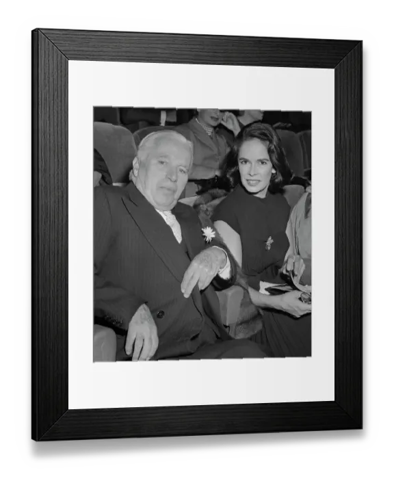 Framed Print : Charlie Chaplin with His Wife Framed Print : Charlie Chaplin with His Wife