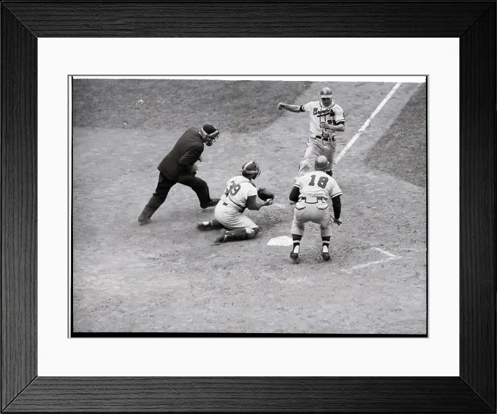 Framed Print : A Daring Dash Homeward In Baseball Game Framed Print : A Daring Dash Homeward In Baseball Game
