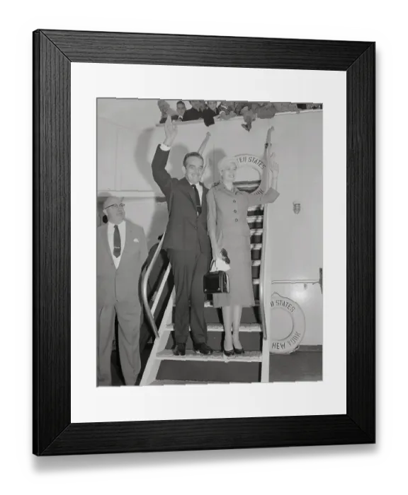 Framed Print : Grace Kelly and Prince Rainier Waving to Crowd Framed Print : Grace Kelly and Prince Rainier Waving to Crowd