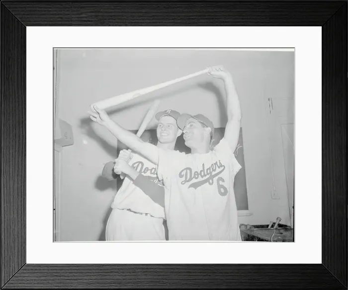 Framed Print : Don Drysdale and Carl Furillo Celebrating with Bats Framed Print : Don Drysdale and Carl Furillo Celebrating with Bats