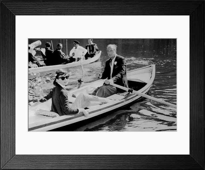 Framed Print : Audrey Hepburn and Gary Cooper in a Row Boat Framed Print : Audrey Hepburn and Gary Cooper in a Row Boat