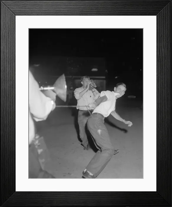 Framed Print : Anti-Negro group attacks newsmen Framed Print : Anti-Negro group attacks newsmen