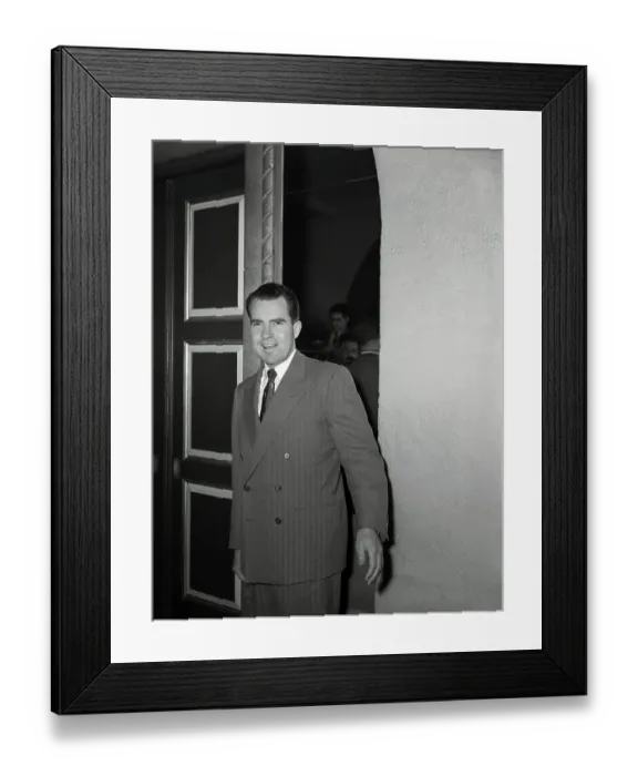Framed Print : Richard M. Nixon Smiling in Doorway Framed Print : Richard M. Nixon Smiling in Doorway
