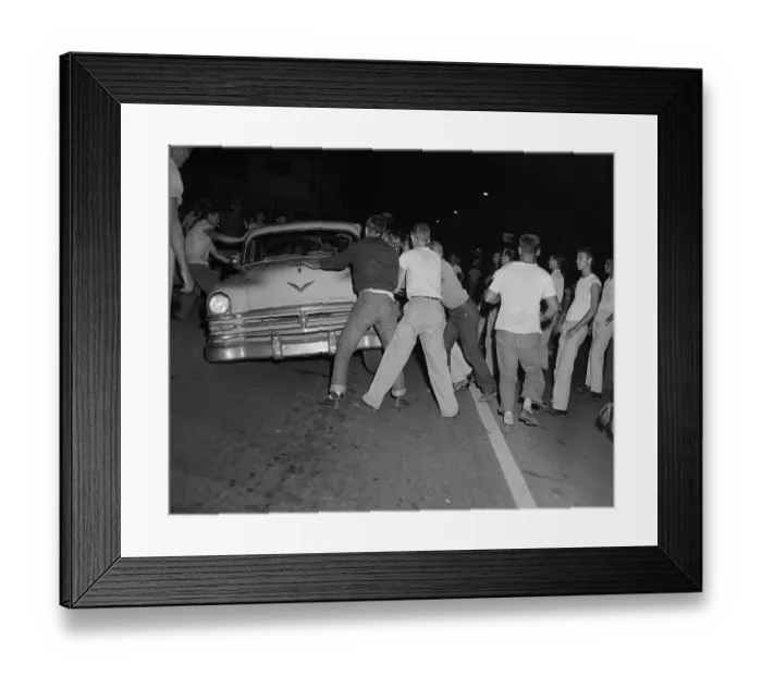 Framed Print : Racist Tennessee Mob Attacking a Car Framed Print : Racist Tennessee Mob Attacking a Car