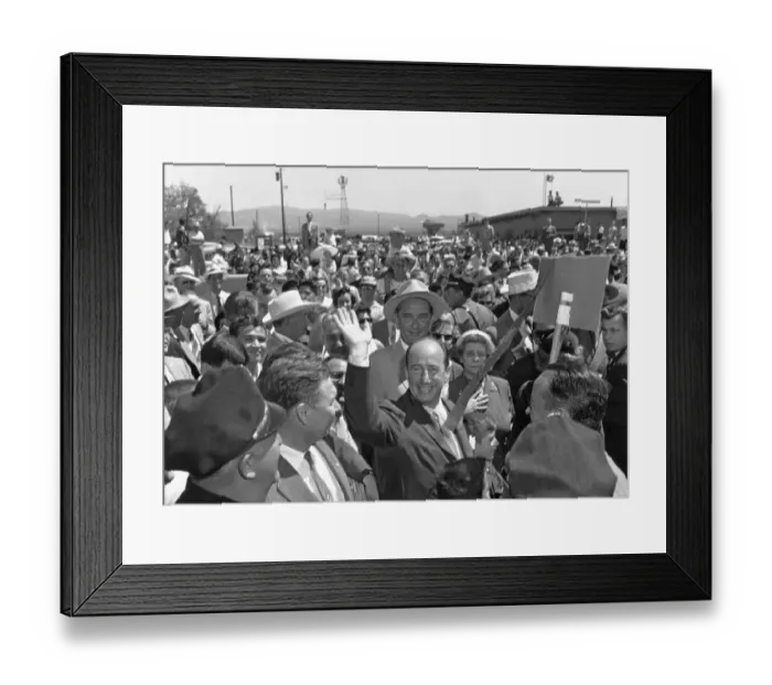 Framed Print : Adlai Stevenson and Lyndon Johnson Greeting Crowd Framed Print : Adlai Stevenson and Lyndon Johnson Greeting Crowd