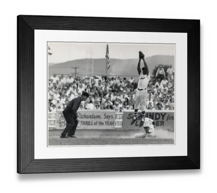 Framed Print : Little Leaguer Sliding Safely Into Second