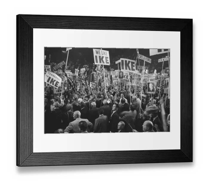 Framed Print : Gen View Delegates W / Ike Signs On Floor Framed Print : Gen View Delegates W / Ike Signs On Floor