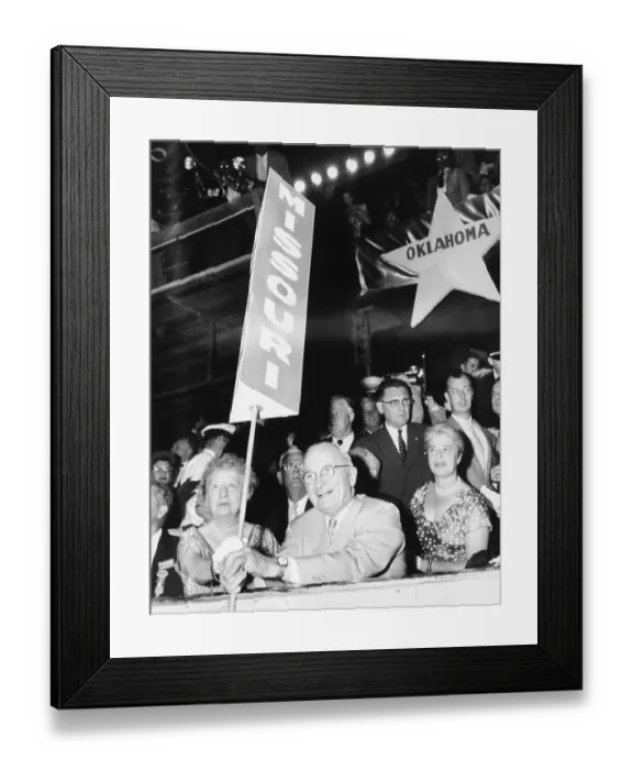 Framed Print : Harry and Elizabeth Truman with Missouri Sign Framed Print : Harry and Elizabeth Truman with Missouri Sign