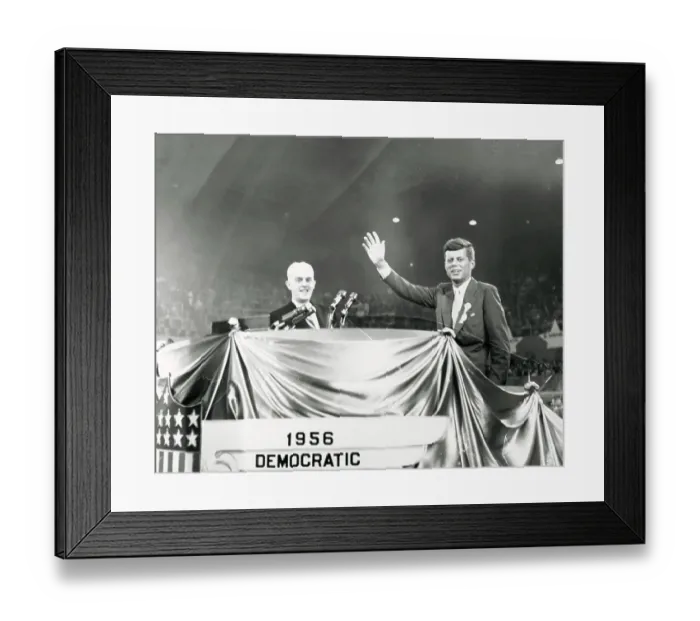 Framed Print : Senator John F Kennedy Waving to Crowd Framed Print : Senator John F Kennedy Waving to Crowd
