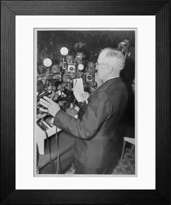 Framed Print : Harry Truman Speaking at Press Conference Framed Print : Harry Truman Speaking at Press Conference