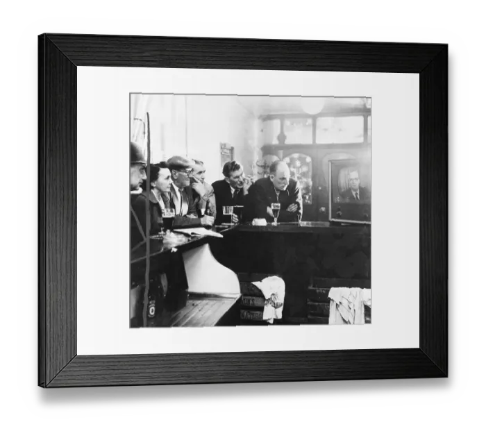 Framed Print : Men @Pub Watch Primeminister On Tv Framed Print : Men @Pub Watch Primeminister On Tv