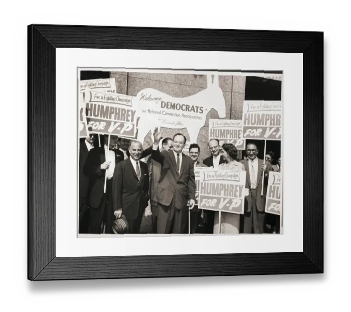Framed Print : Hubert Humphrey Waves to Campaign Crowd Framed Print : Hubert Humphrey Waves to Campaign Crowd