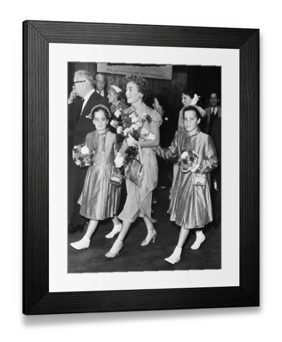 Framed Print : Joan Crawford and Adopted Twin Daughters Framed Print : Joan Crawford and Adopted Twin Daughters