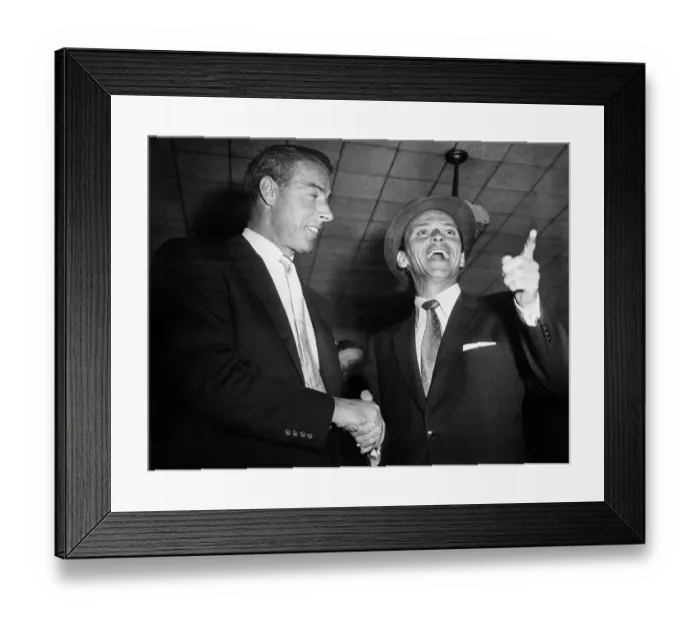 Framed Print : J. Dimaggio And F. Sinatra Shaking Hands