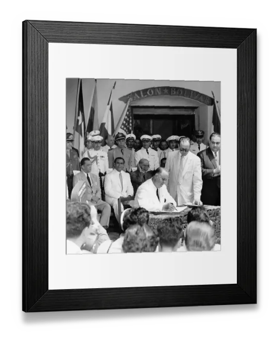 Framed Print : Anastasio Somoza Signing Panama Declaration Framed Print : Anastasio Somoza Signing Panama Declaration
