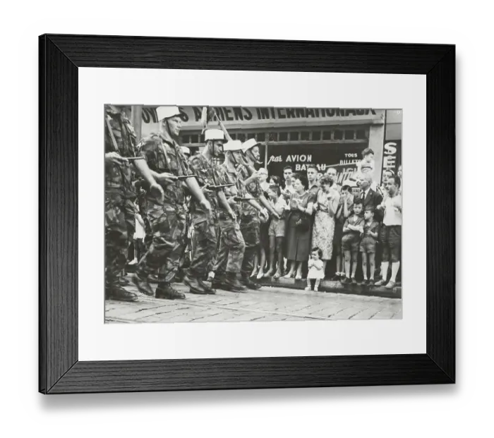 Framed Print : Citizens Gazing at Foreign Legion Parade Framed Print : Citizens Gazing at Foreign Legion Parade