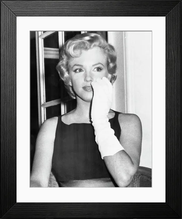 Framed Print : Marilyn Monroe Holding Gloved Hand to Face